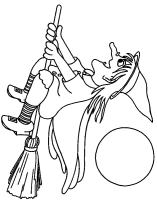 A coloring page of witches